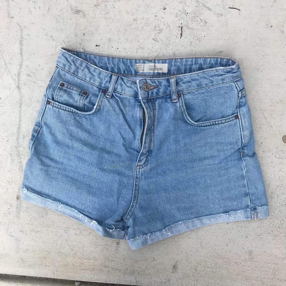 Topshop high waisted girlfriend denim shorts